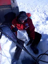 A hot water drill used to drill through the sea ice