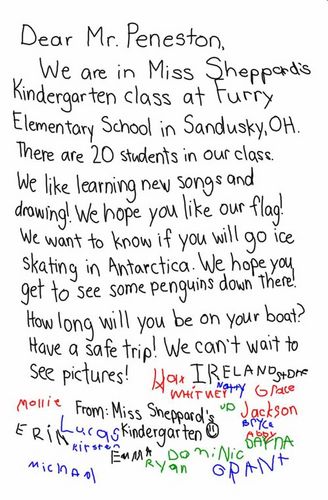 A letter from Ms. Sheppard’s Kindergarten class 