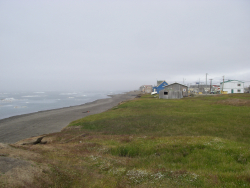 A view of the beach from downtown Barrow, Alaska