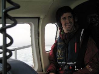 Dave Griffith in the heli