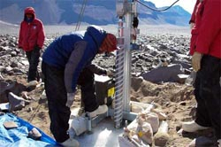 Setting up a drill site in the Dry Valleys, Antarctica