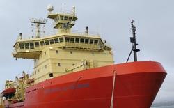 The Nathaniel B. Palmer research vessel docked in Punta Arenas, Chile. Photo by Jillian Worssam.