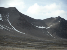 A glacier formed cirque with a rock glacier.