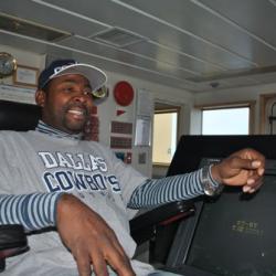 Ernest Stelly III piloting the Laurence M. Gould