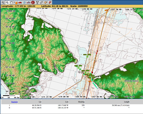 Screen Capture of Nav. Chart @ Bering Strait 