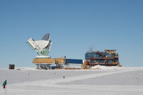 South Pole Telescope and BICEP building