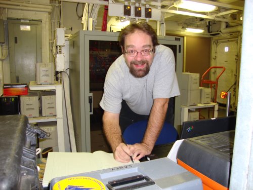Dr. Laney with his phytoplankton analysis equipment