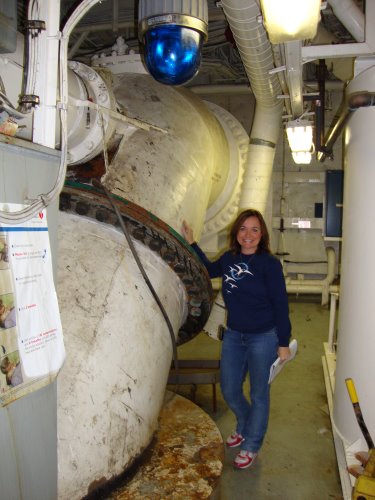 Ms. Rose next to the bow thruster