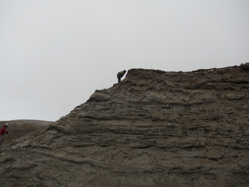 Simon on the nose of the sediment ridge.