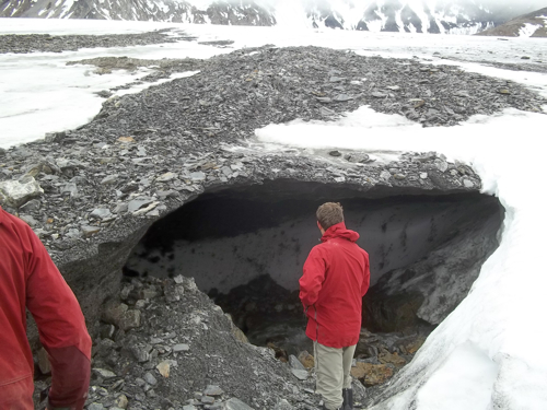 Meltwater formed subglacial cavern