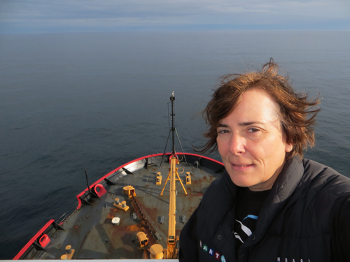 PolarTREC teacher Deanna Wheeler near St. Lawrence Island in the Bering Sea