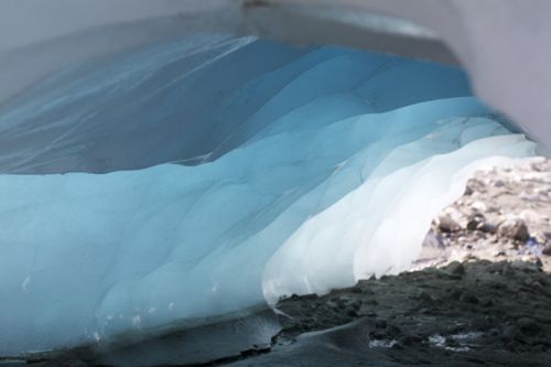 Looking in the arch of the grounded iceberg