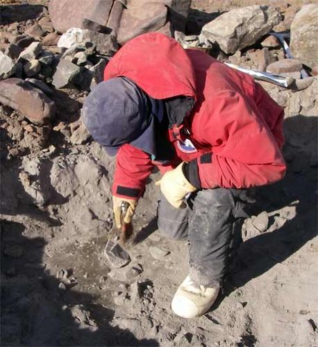 Dave prepares soil pit for drilling
