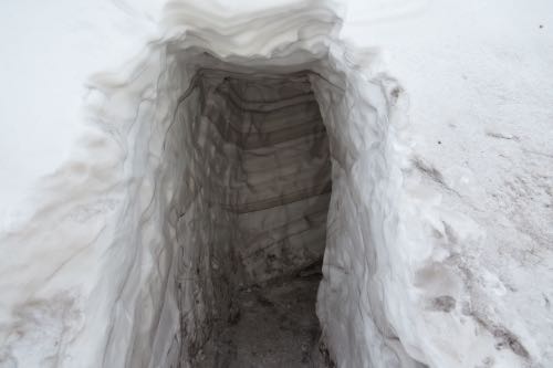 Entrance to snow tunnel