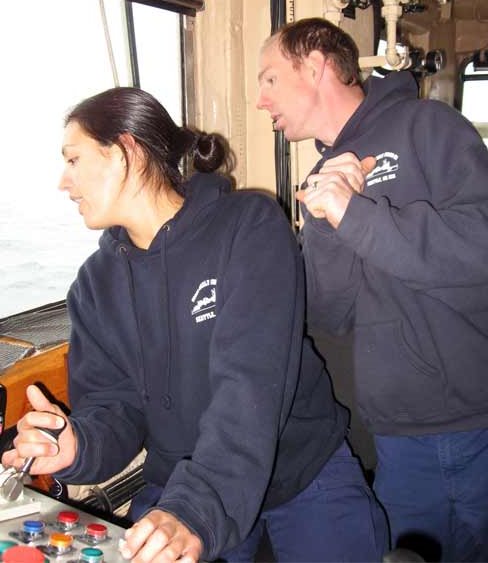 Learning a new skill while sailing in the Bering Sea.