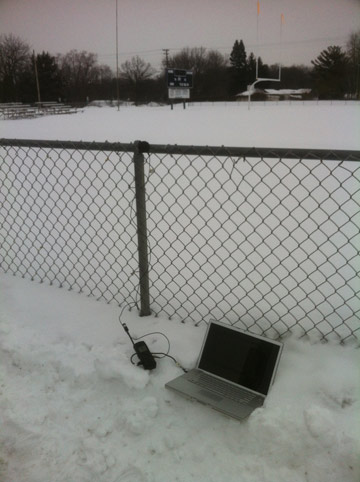 Satellite phone setup at Monona Grove High School