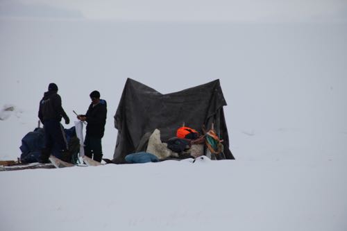 Greenlandic Hunters set up camp