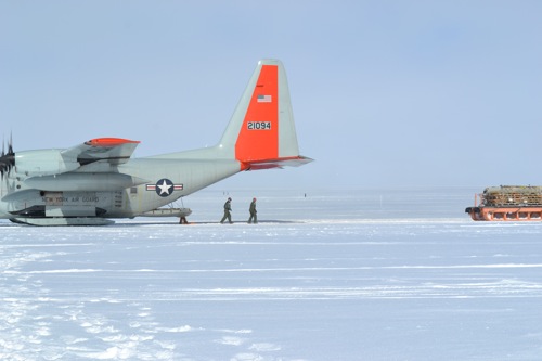 Loading an LC-130 at Summit Station, Greenland
