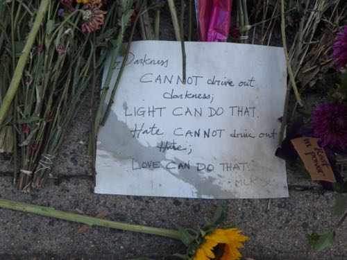 Note left on memorial in Charlottesville, VA.