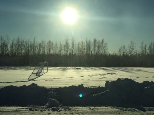 Frozen soccer field