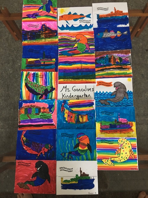 Arctic organism artwork from students in Mrs. Goncalve&#39;s classroom at Springs School!  Photo by Lisa Seff.  August 2017.