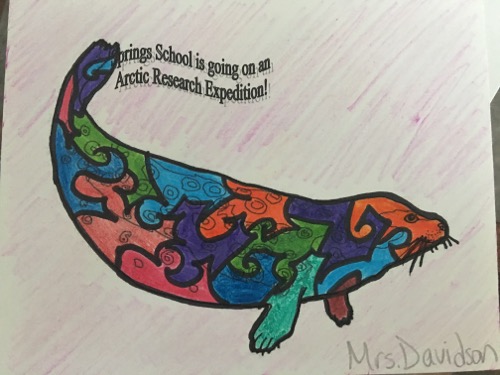 Arctic organism artwork from Springs School Mrs. Davidson!  Photo by Lisa Seff.  August 2017.