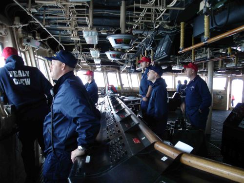 Concentration on the bridge of U.S.C.G.C. Healy