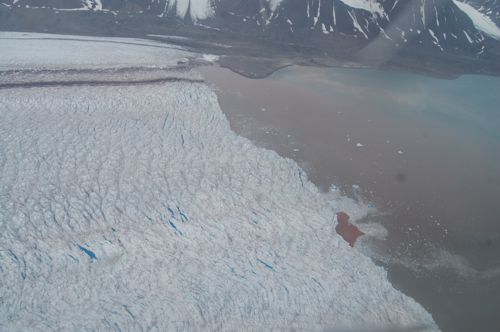 Aerial shot of Kronebreen and Kongsbreen glaciers