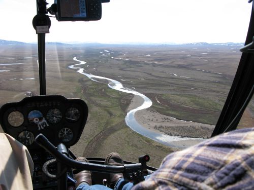 View of the river valley from the helo