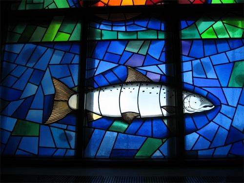 Stained glass window detail (salmon)