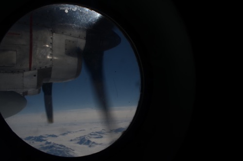 A view out of the cargo plane