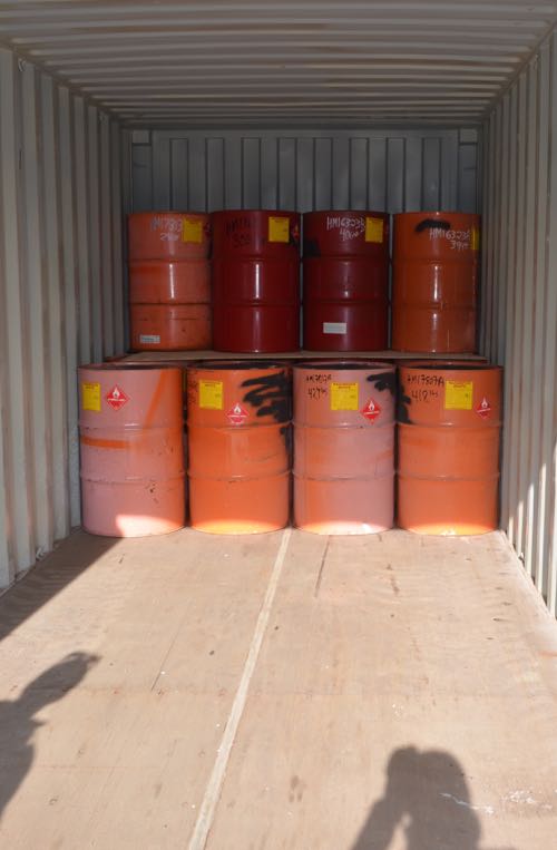 Hazardous waste oil drums