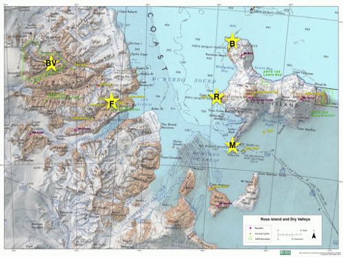 Map of Sampling Sites in Antarctica