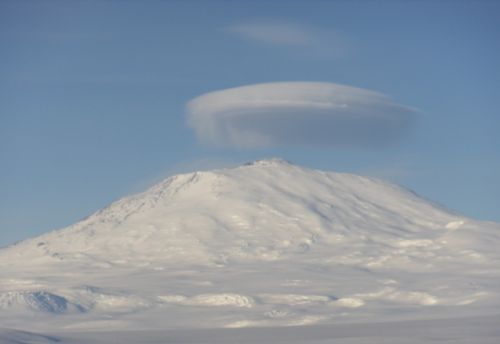 Mt. Erebus and a Lenticular cloud.