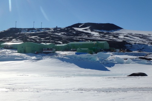 Scott Base from sea ice.