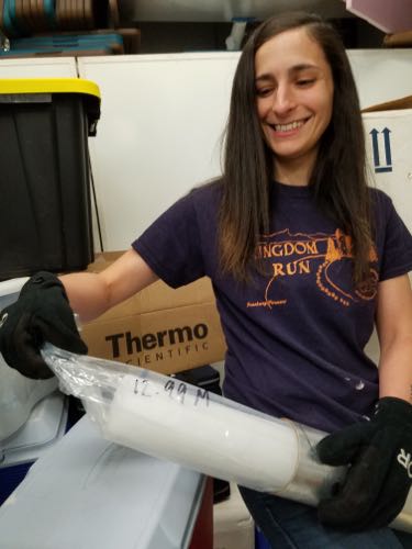 Amber Whelsky Holding a Core Sample