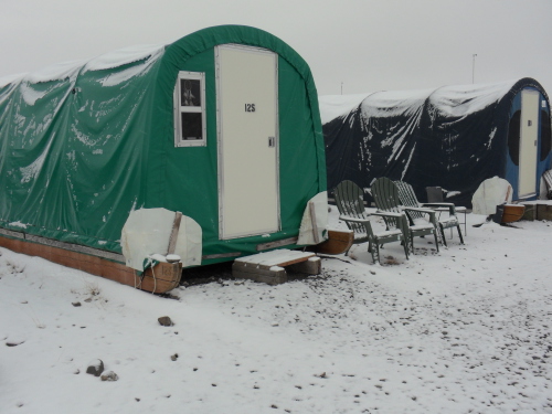 snow on Weatherport tents at TFS