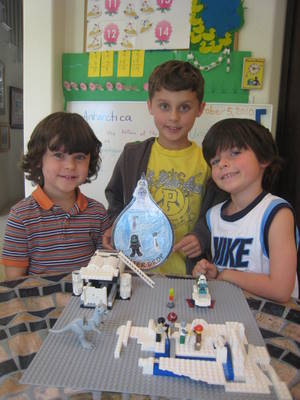 Cooper, Joseph, and Jayden - the makers of the WATER DROP with their lego ski-do