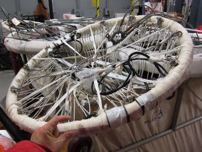 The cable that ties the science payloads to the balloons.