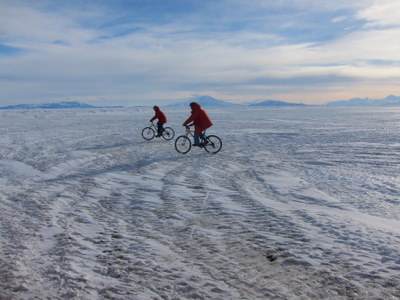 biking on the ice
