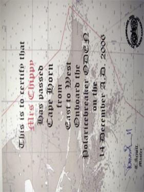 Certificate for chippy passing Cape Horn