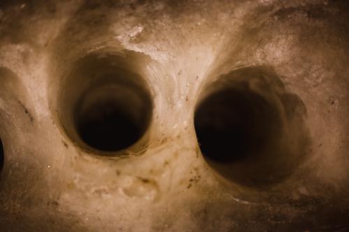 Core sample holes in permafrost tunnel
