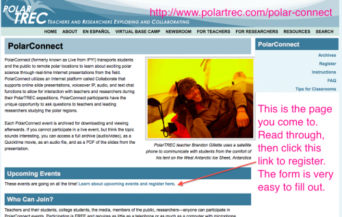 PolarConnect webpage