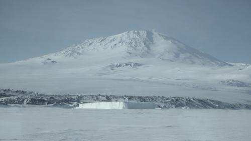Mt. Erebus, sea ice, and iceberg