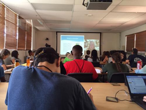 students watching presentation