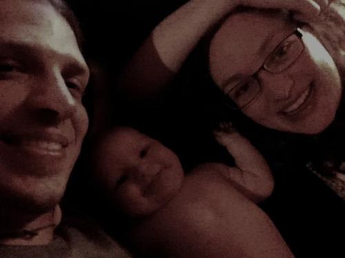 Rachael, Mava, and me laying on the couch.