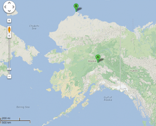 The map of Alaska.