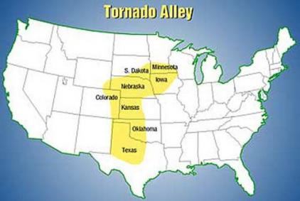 Map of Tornado Alley      