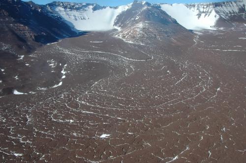Image of debris flow on Mullins Glacier.