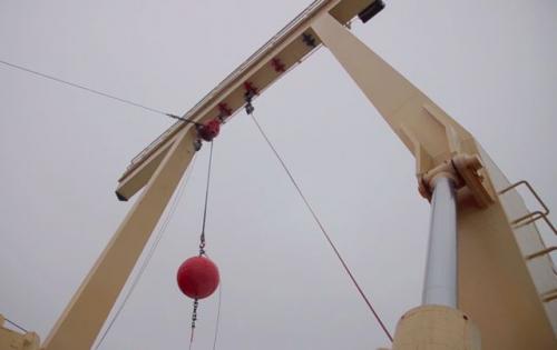 Palmer's A-frame lifting the first buoy